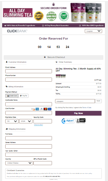 All Day Slimming Tea Secured Checkout Form